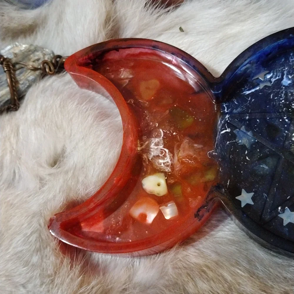 Triple goddess altar tray cup holder wiccan pagan altar homemade with positive